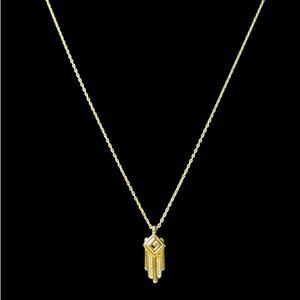 Authentic Givenchy Paris Gold Plated G Rhinestone Pendant 15" Necklace COA VTG